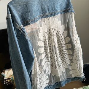 Denim Jacket with Lace Back